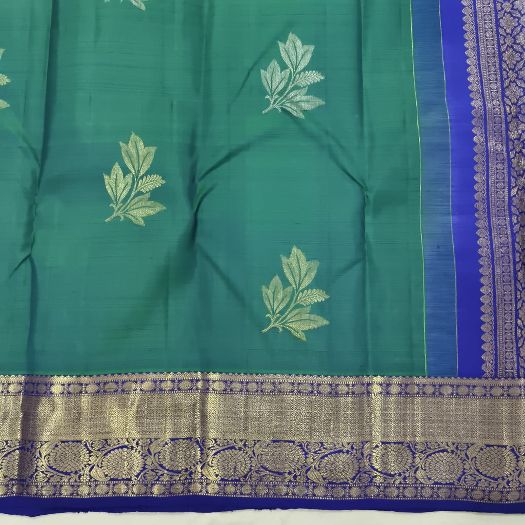 Pure Kanchipuram Silk Saree –Rama Green and Royal Blue