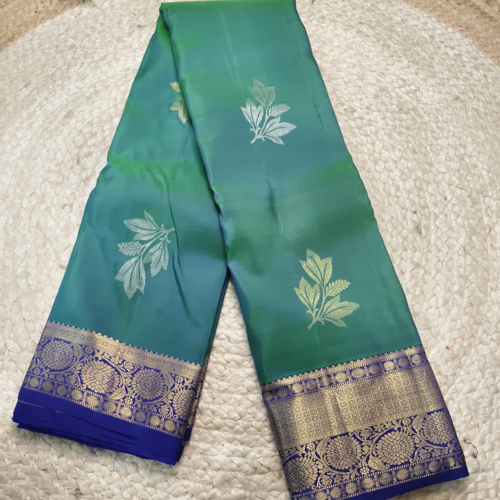 Pure Kanchipuram Silk Saree –Rama Green and Royal Blue