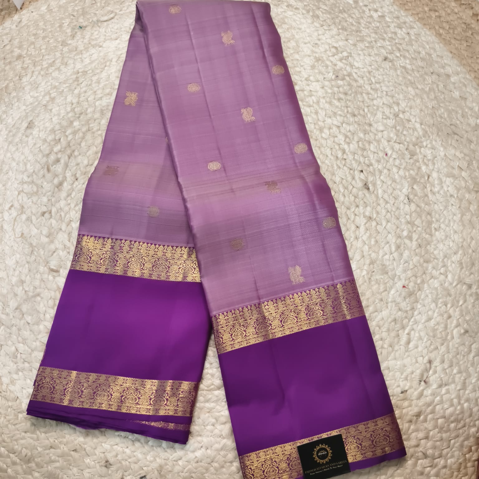 Pure Kanchipuram Silk Saree – Light Purple and Magenta with Bentex