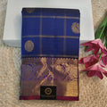 Pure Kanchipuram Silk Saree – Blue and Magenta Checks