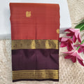 Pure Kanchipuram Silk Saree –Rust Orange and Deep Chocolate