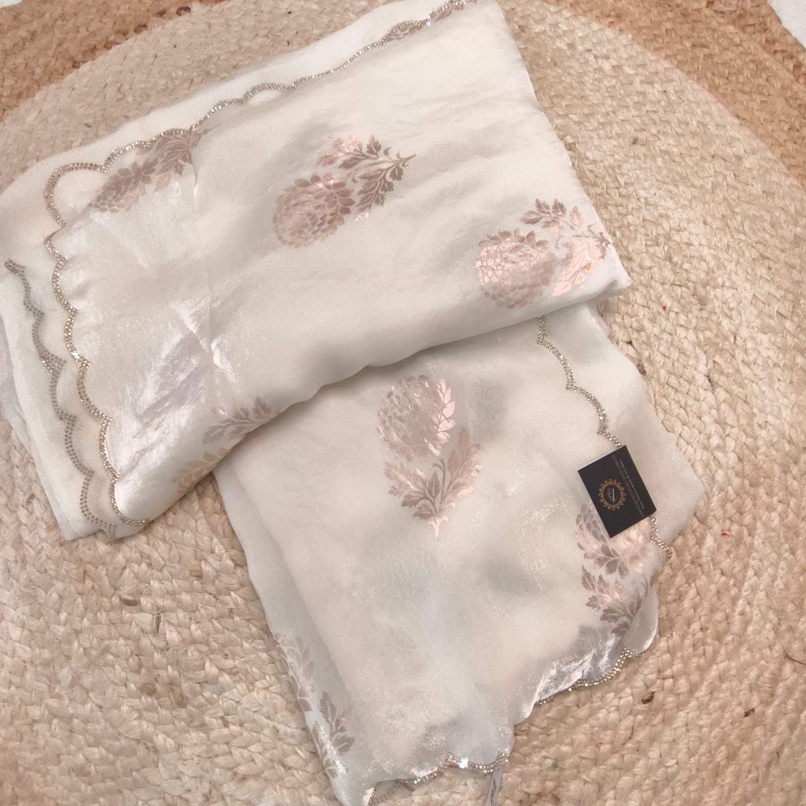 Party Wear Saree- White