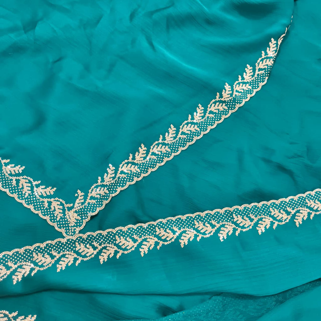 Party Wear Saree- Rama Green