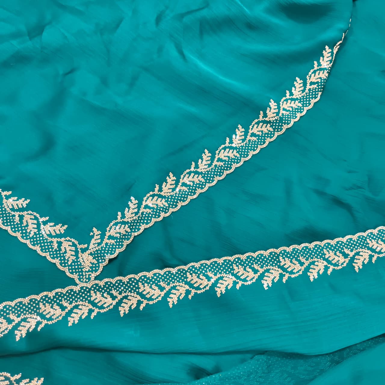 Party Wear Saree- Rama Green