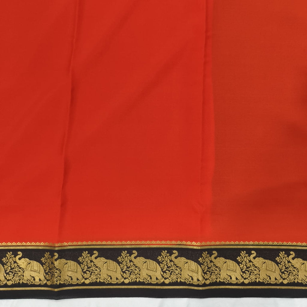 Pure Mysore Crepe Silk Saree – Orange and Black Contrast