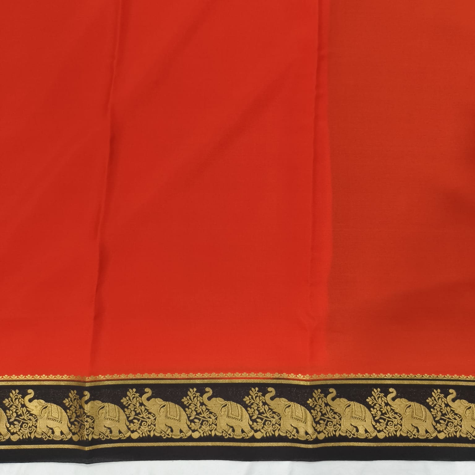 Pure Mysore Crepe Silk Saree – Orange and Black Contrast