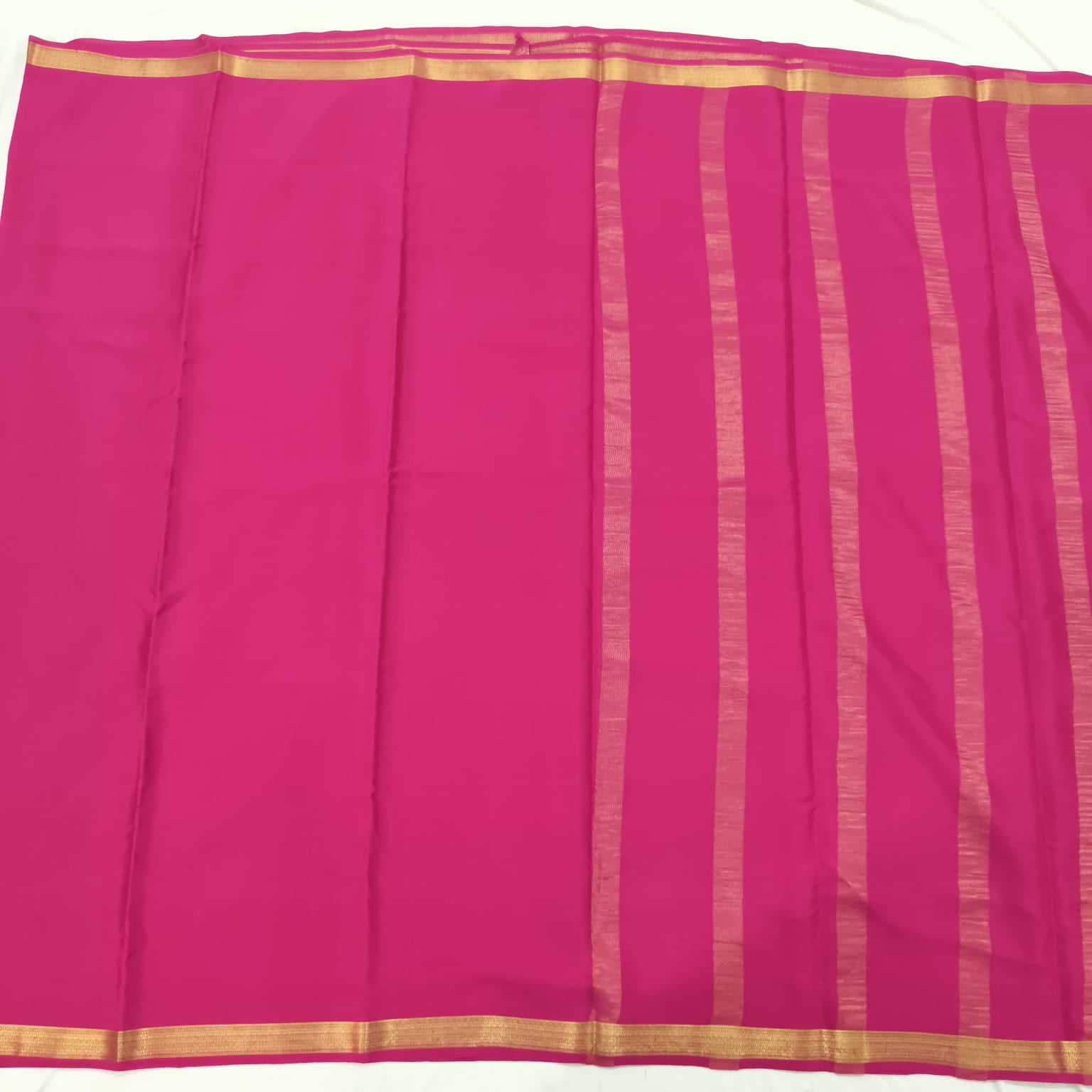 Pure Mysore Crepe Silk Saree – Rani Pink
