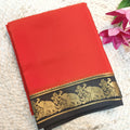 Pure Mysore Crepe Silk Saree – Orange and Black Contrast
