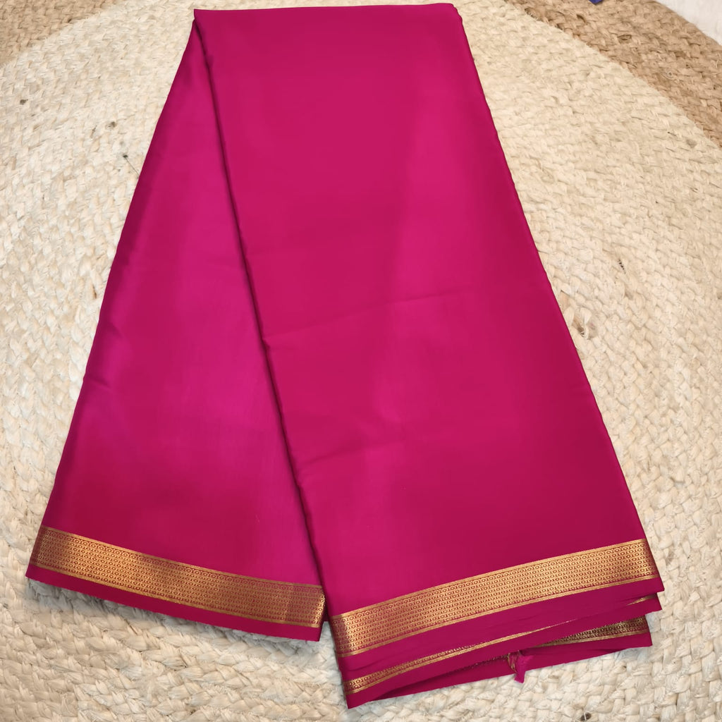 Pure Mysore Crepe Silk Saree – Rani Pink