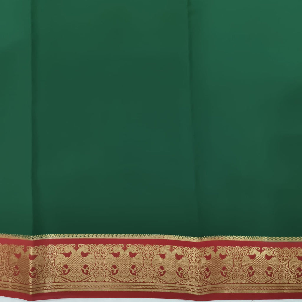 Pure Mysore Crepe Silk Saree – Green and Maroon Contrast