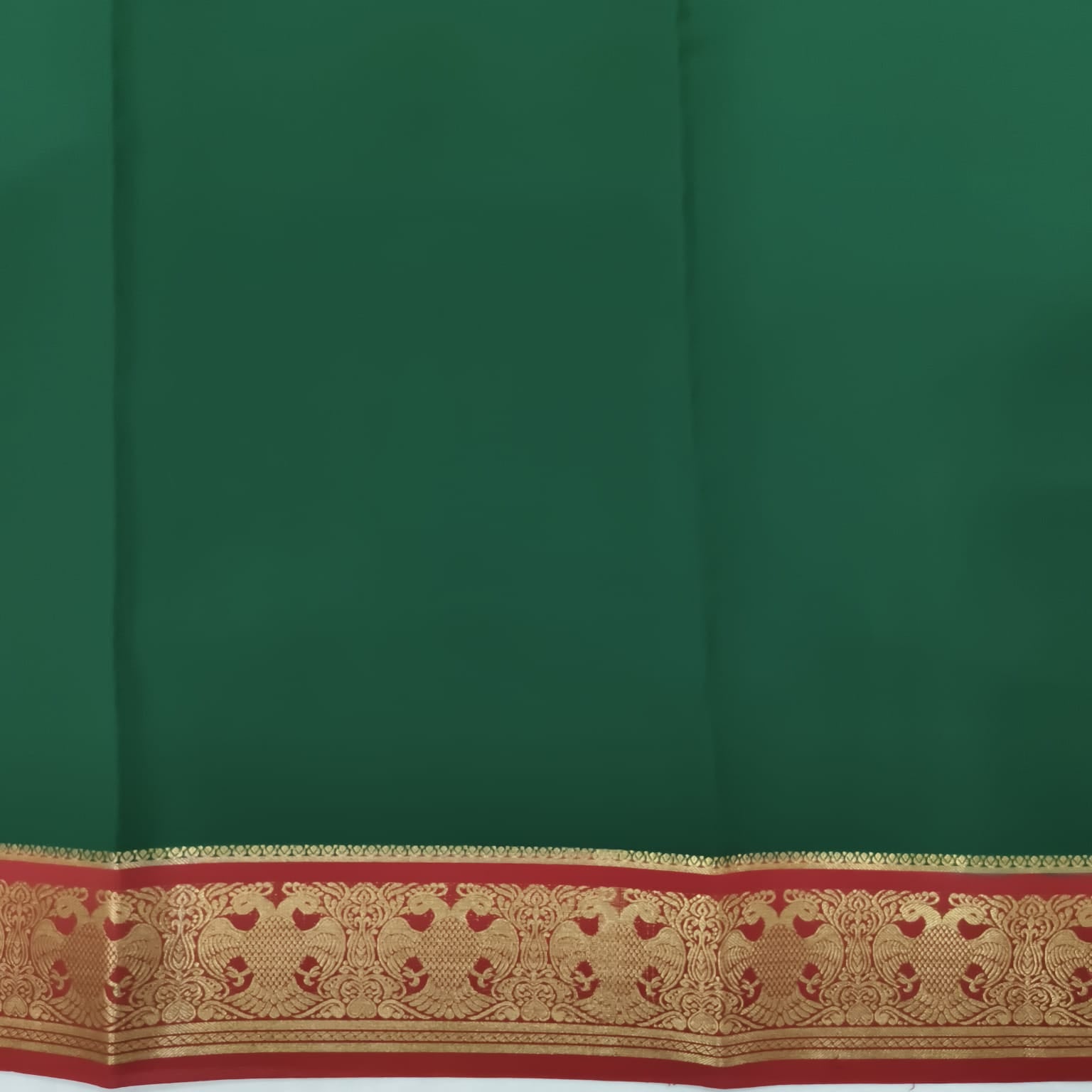 Pure Mysore Crepe Silk Saree – Green and Maroon Contrast