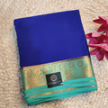 Pure Mysore Crepe Silk Saree – Royal Blue and Light Blue Contrast