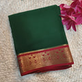 Pure Mysore Crepe Silk Saree – Green and Maroon Contrast