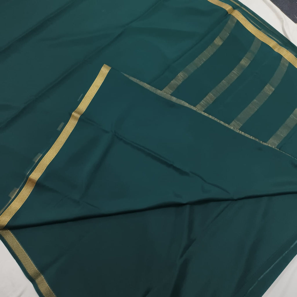 Pure Mysore Crepe Silk Saree – Rama Green