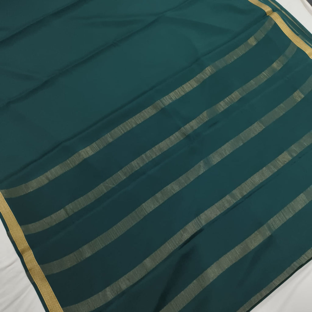 Pure Mysore Crepe Silk Saree – Rama Green