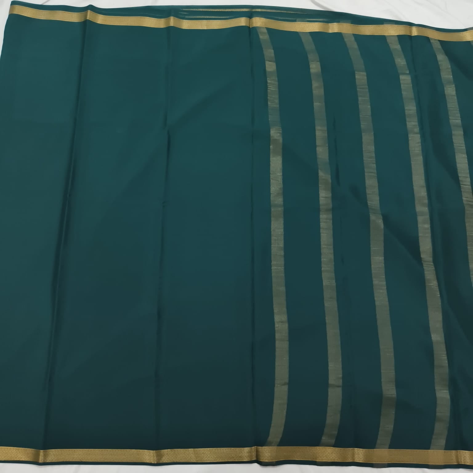 Pure Mysore Crepe Silk Saree – Rama Green