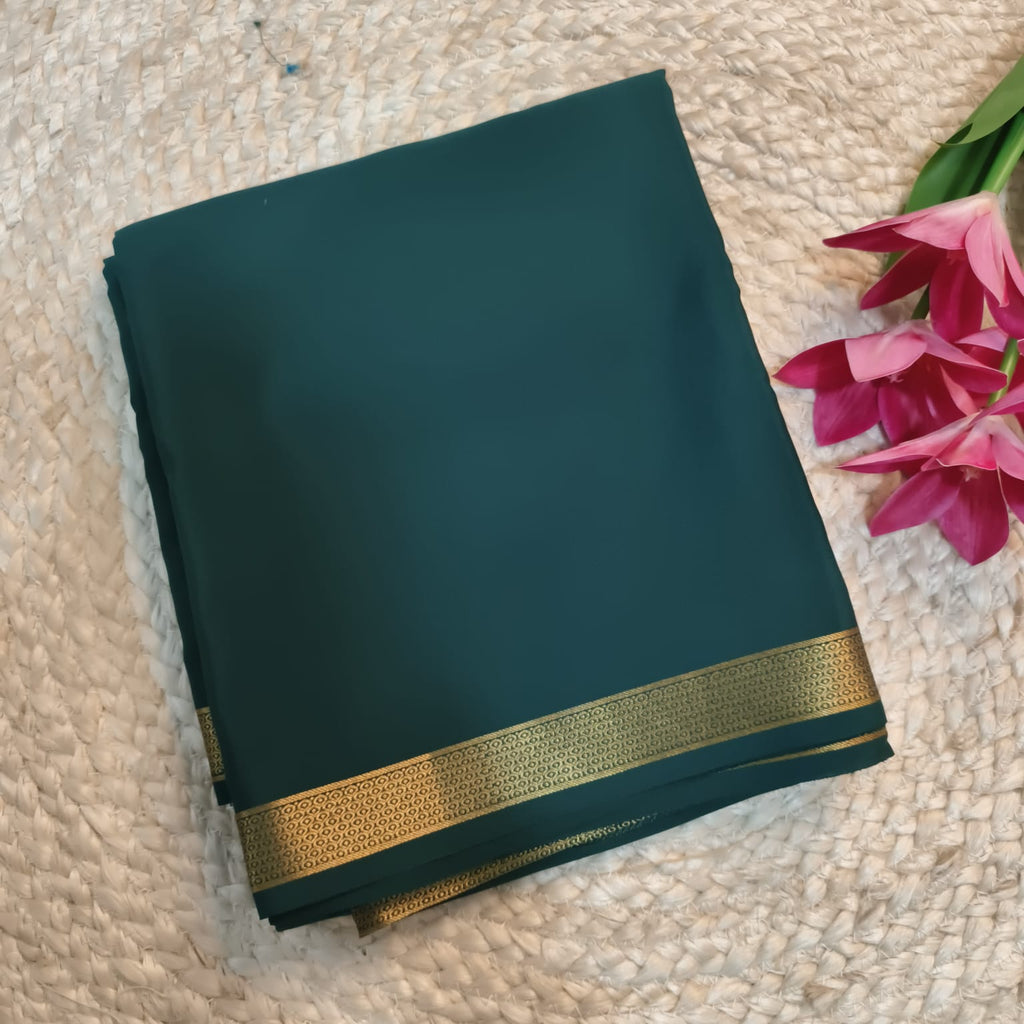 Pure Mysore Crepe Silk Saree – Rama Green