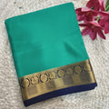 Pure Mysore Crepe Silk Saree – Rexona Green and Navy Blue Contrast