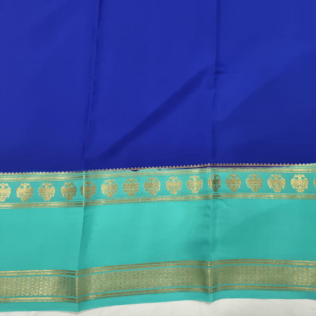 Pure Mysore Crepe Silk Saree – Royal Blue with light blue Contrast