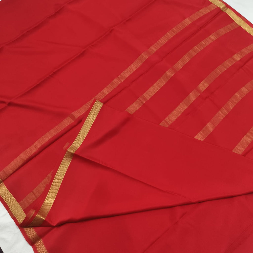 Pure Mysore Crepe Silk Saree – Red