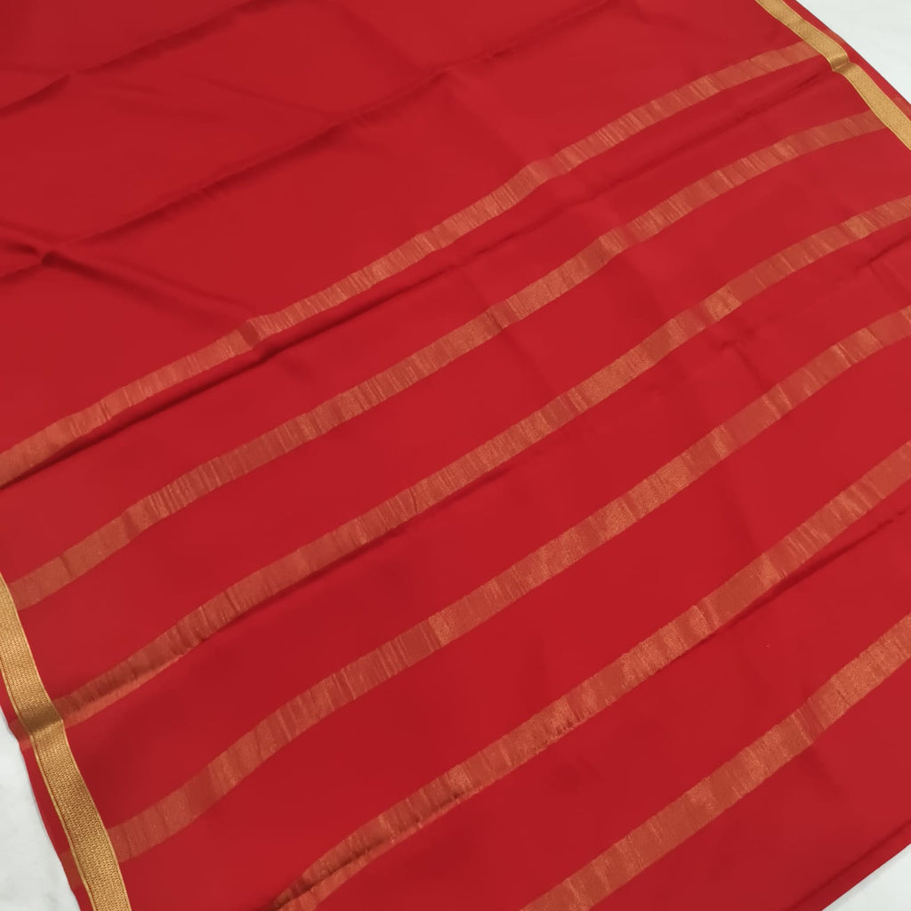 Pure Mysore Crepe Silk Saree – Red