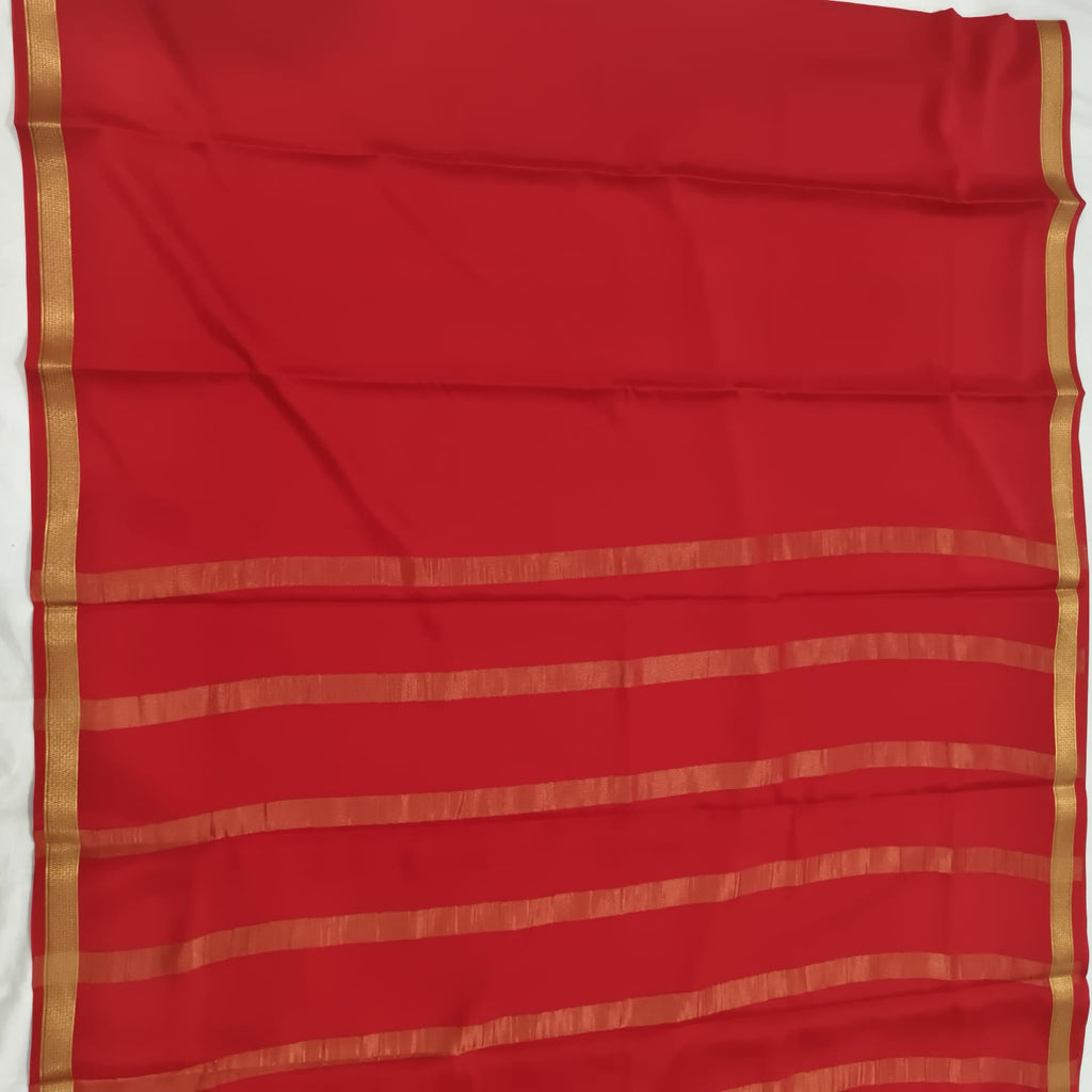 Pure Mysore Crepe Silk Saree – Red