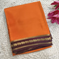 Pure Mysore Crepe Silk Saree – Orange with Deep Chocolate Contrast
