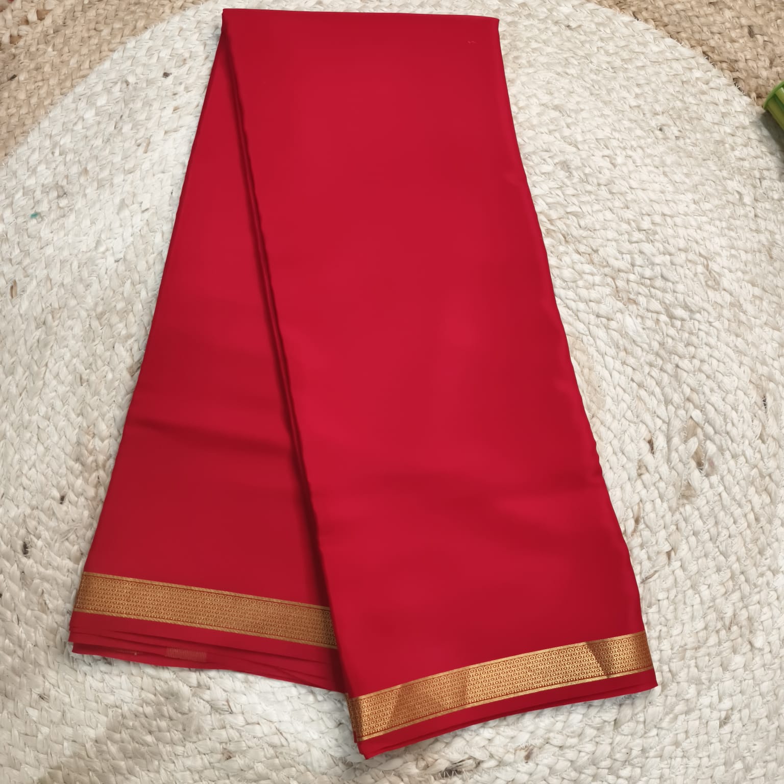 Pure Mysore Crepe Silk Saree – Red