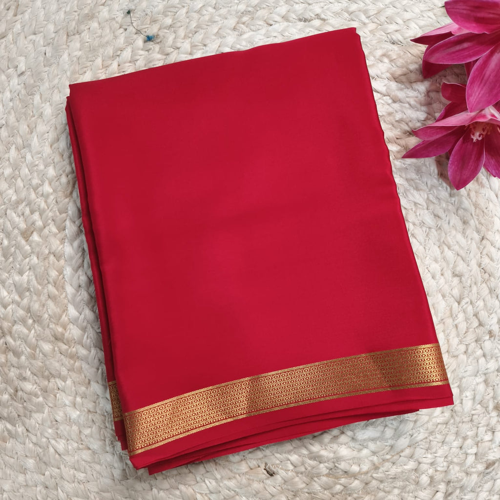 Pure Mysore Crepe Silk Saree – Red