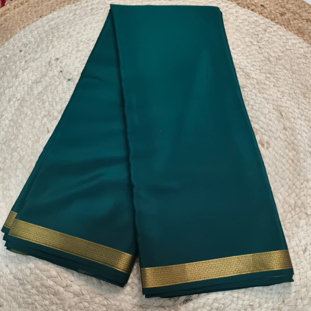 Pure Mysore Crepe Silk Saree – Rama Green