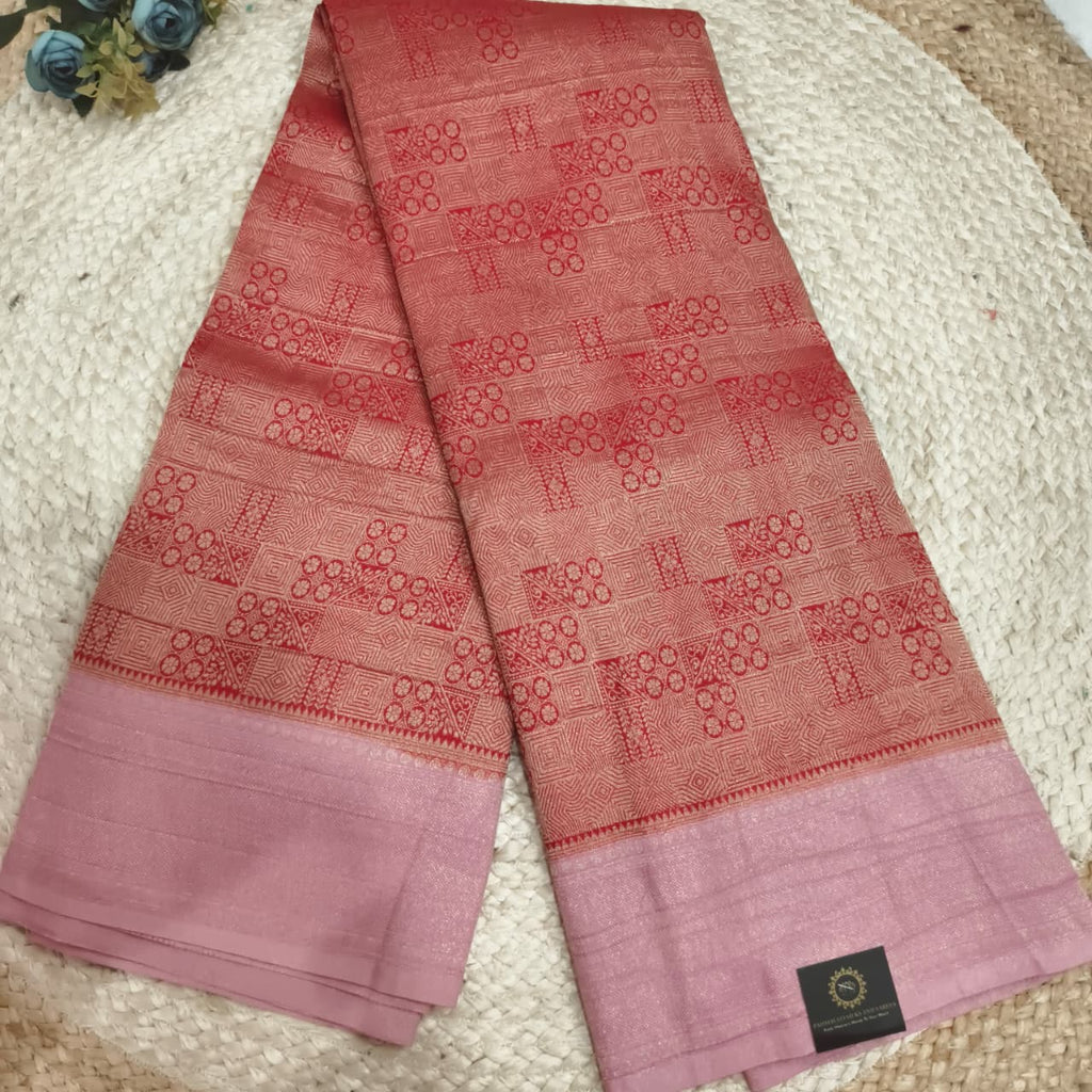 Banarasi Georgette Saree - Red and Pink Contrast