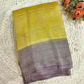 Banarasi Georgette Saree - Yellow and Wine Contrast