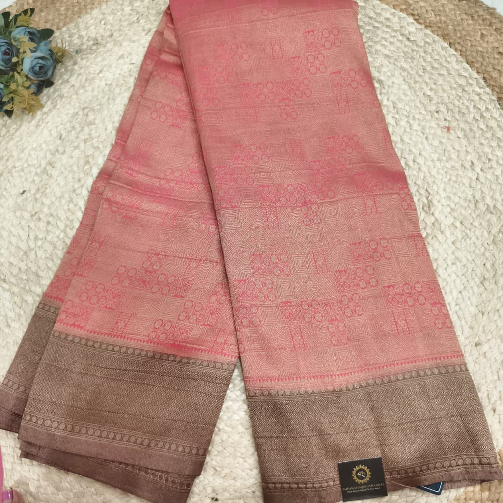 Banarasi Georgette Saree - Peach and Wine Contrast