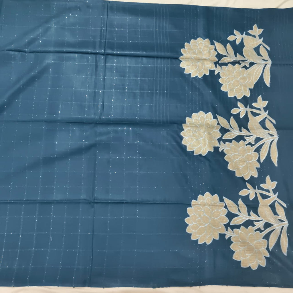 Navy Blue Semi Tussar Saree