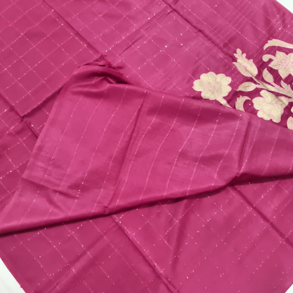 Magenta Pink Tussar Saree