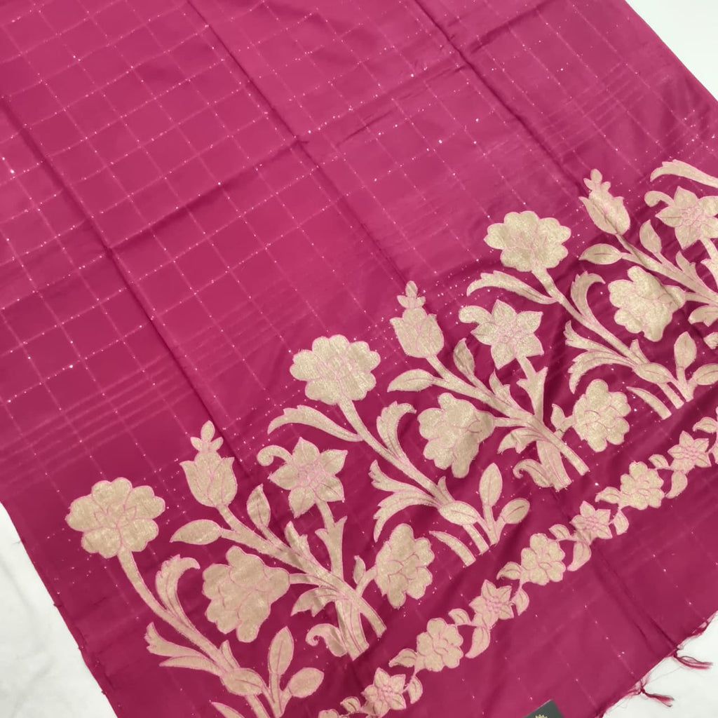 Magenta Pink Tussar Saree