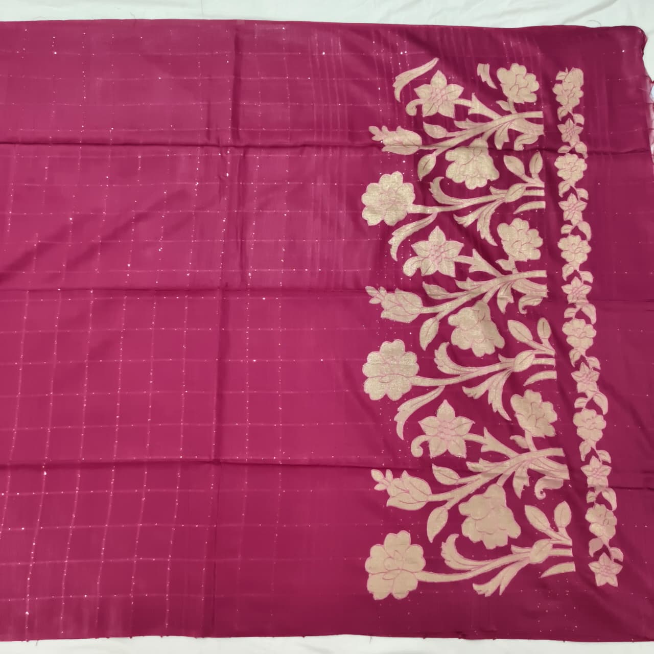 Magenta Pink Tussar Saree