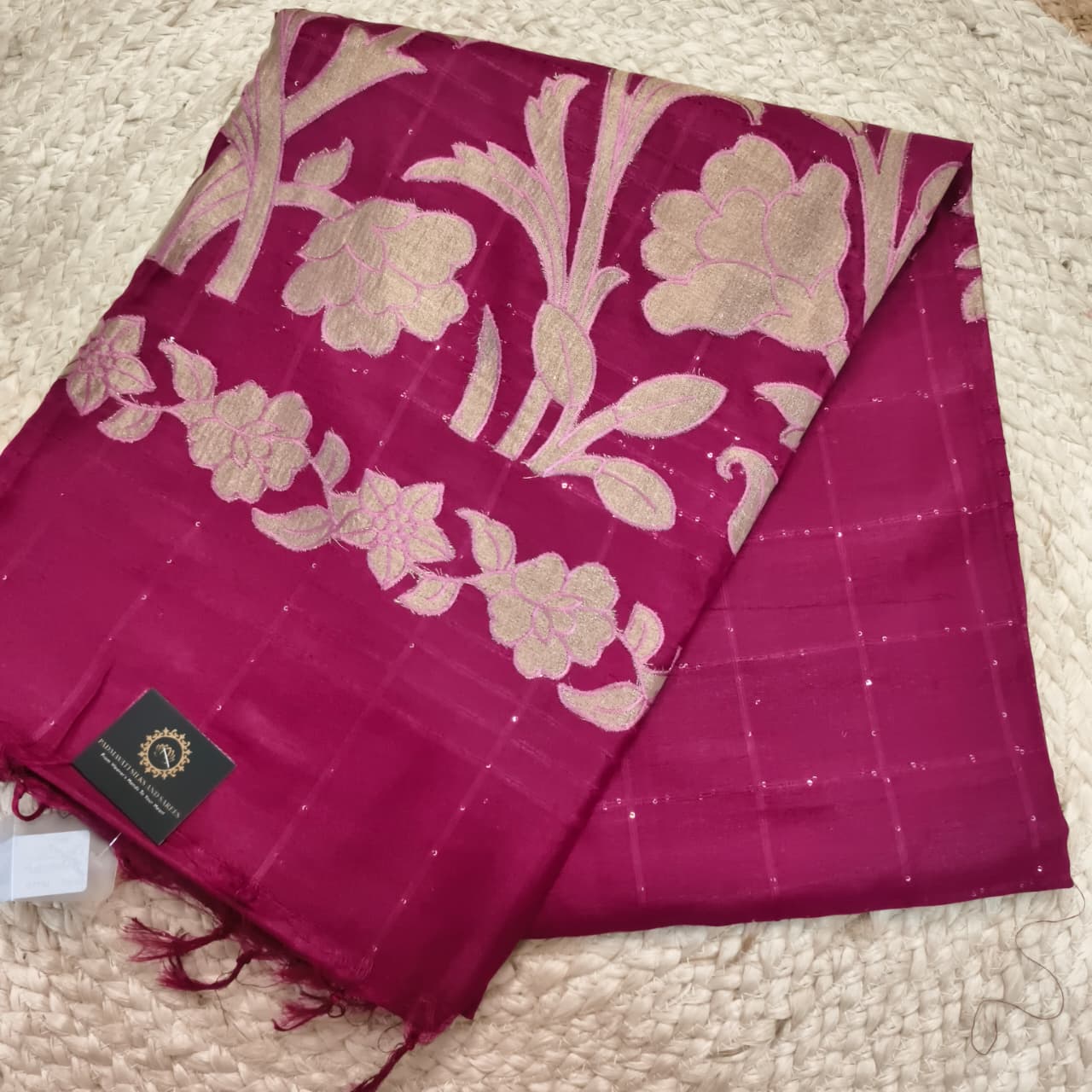 Magenta Pink Tussar Saree