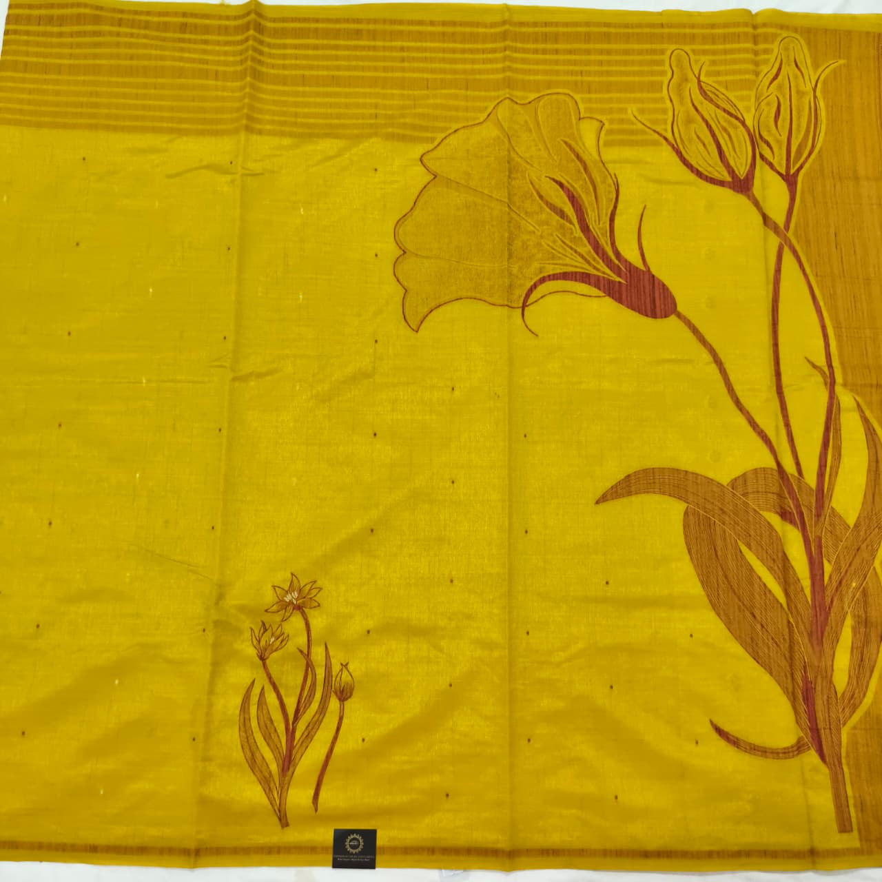 Yellow Silk Blend Cotton Saree