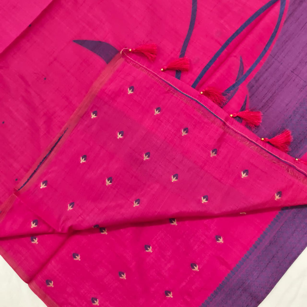 Pink Silk Blend Cotton Saree