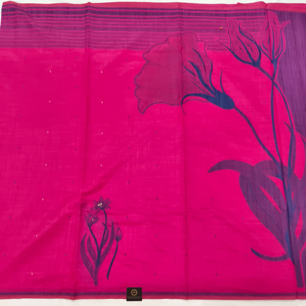 Pink Silk Blend Cotton Saree