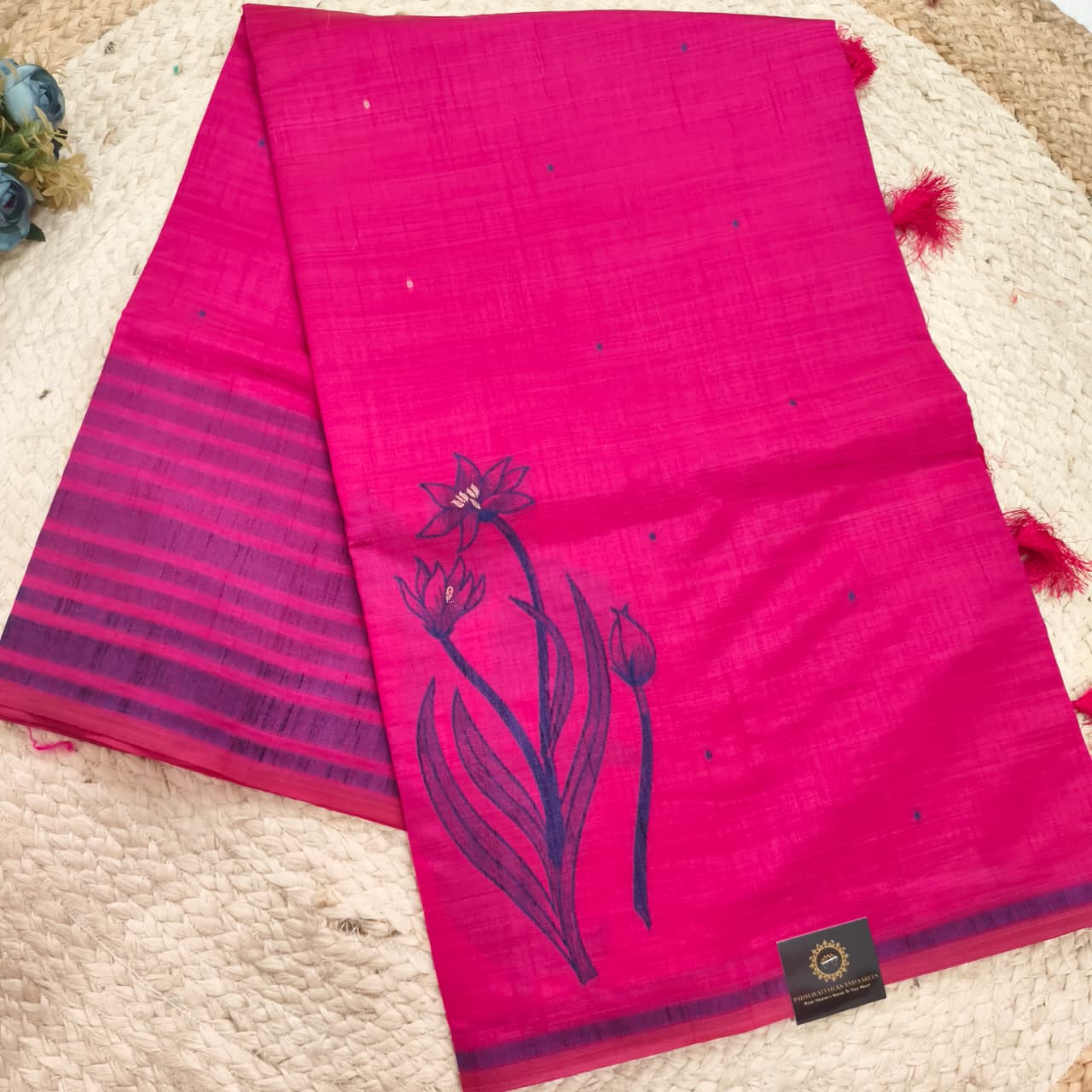 Pink Silk Blend Cotton Saree