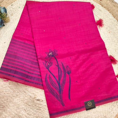 Pink Silk Blend Cotton Saree