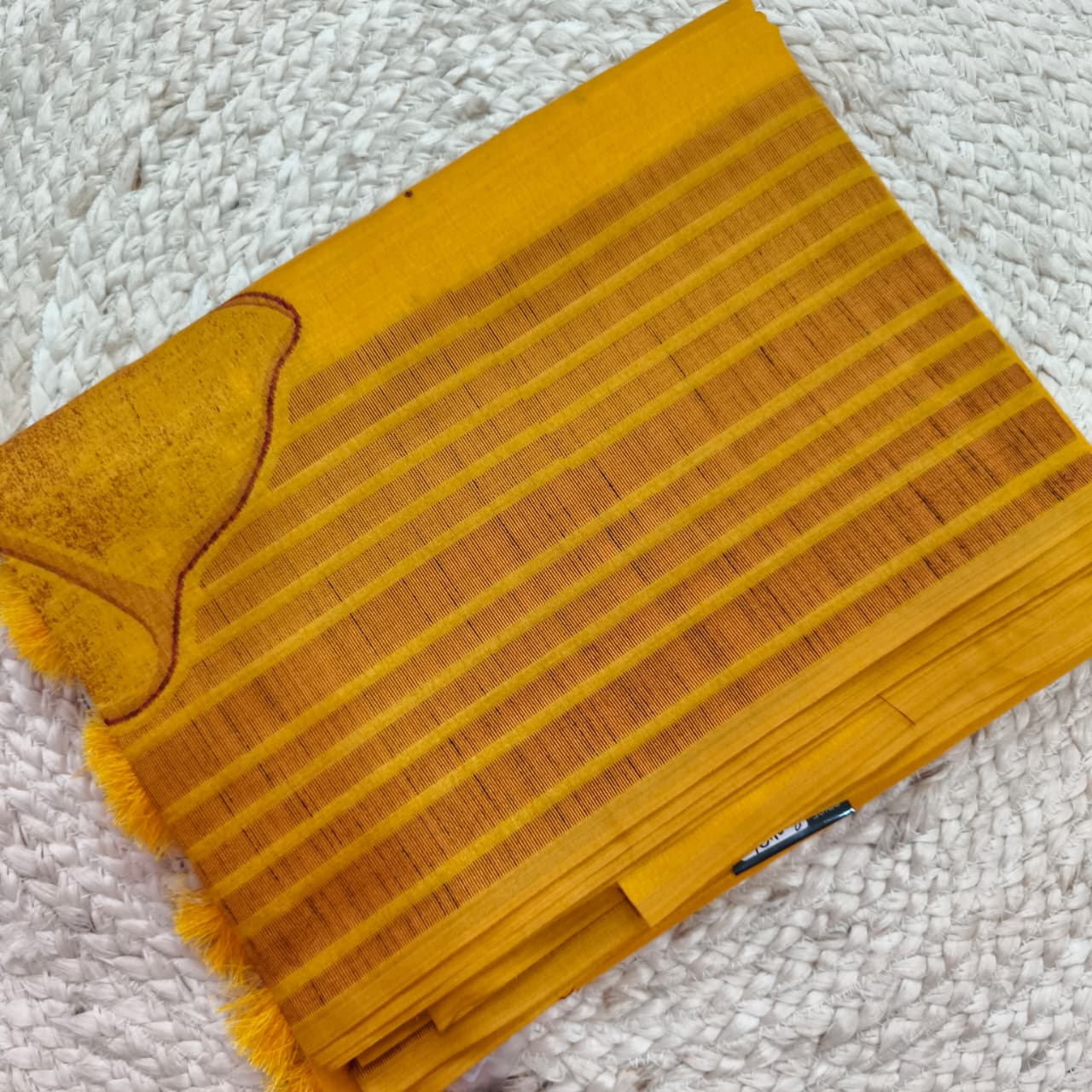 Mustard Yellow Silk Blend Cotton Saree