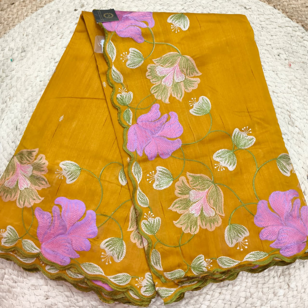 Yellow Tussar Saree