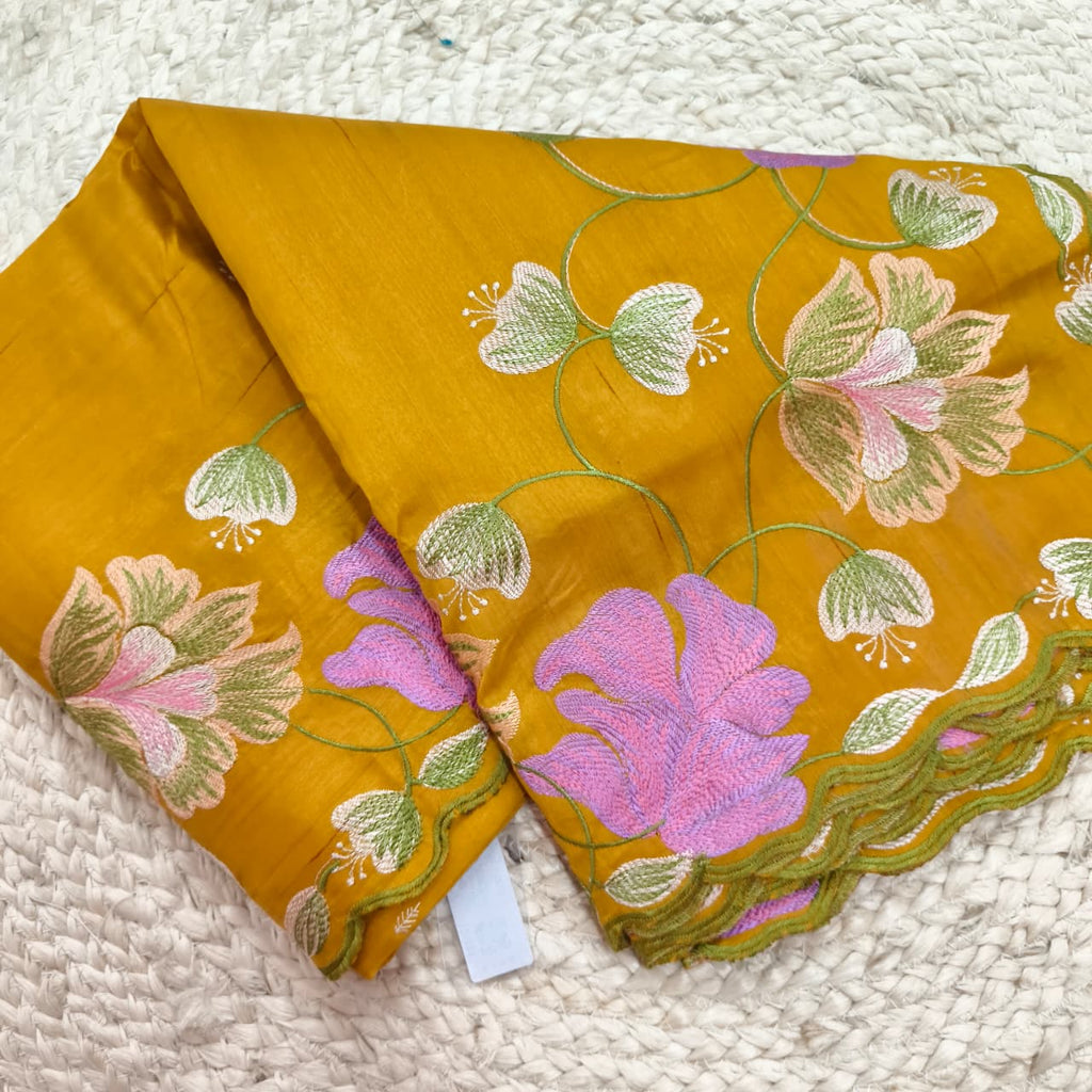 Yellow Tussar Saree