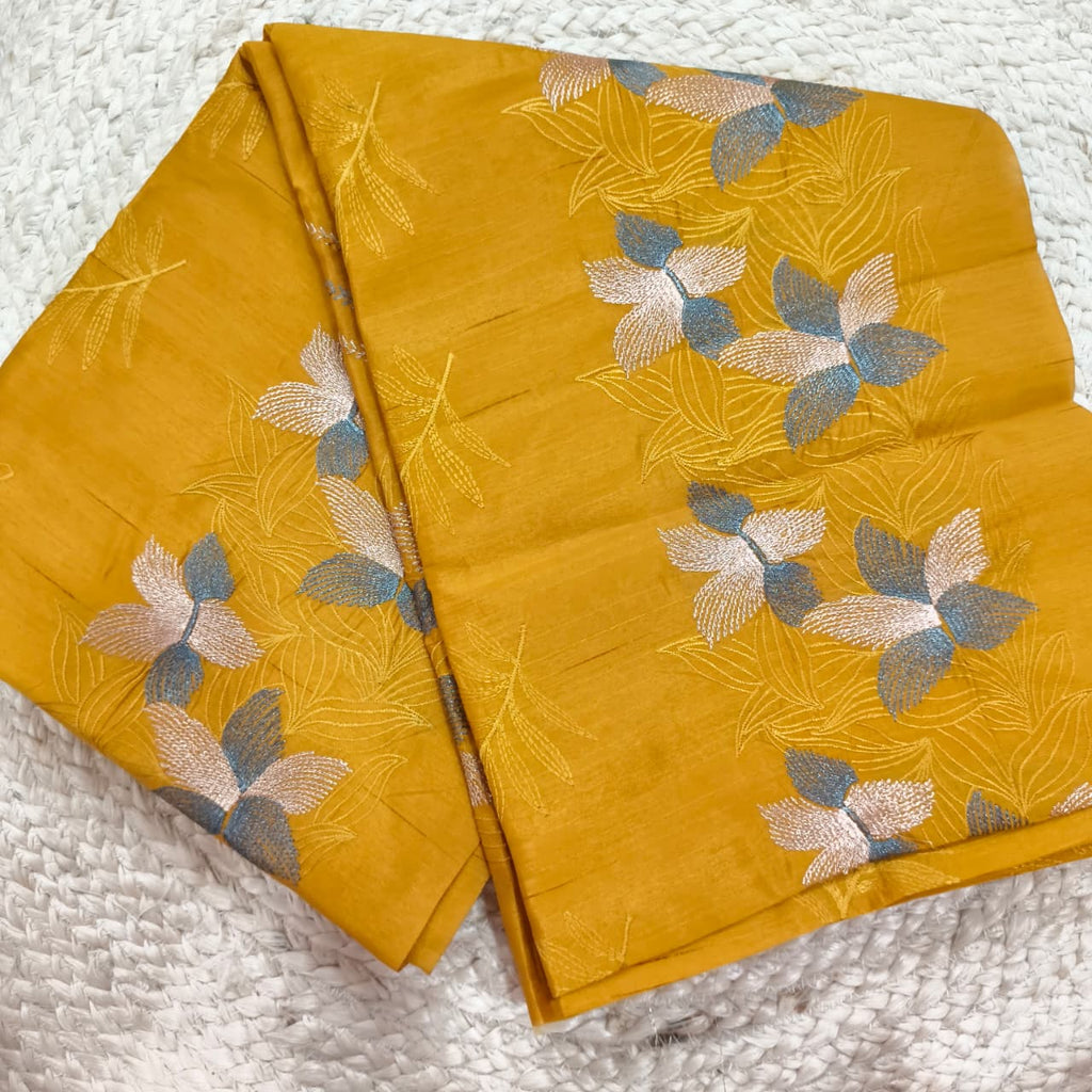 Yellow Tussar Saree