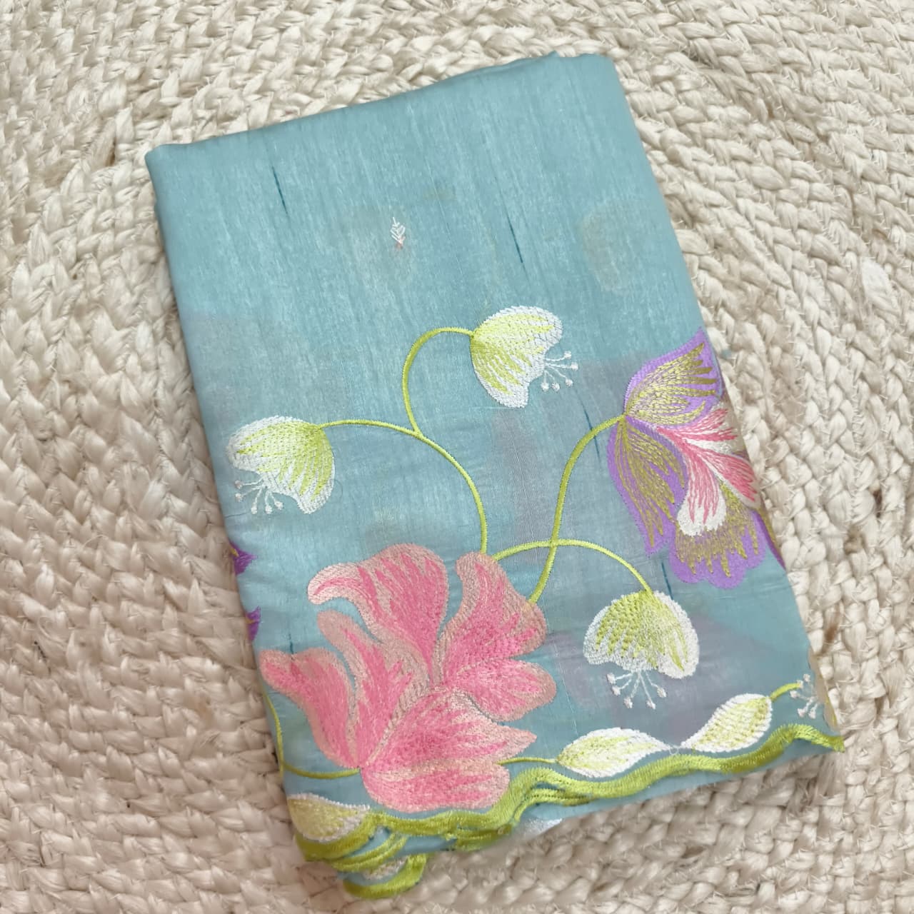 Pastel Blue Tussar Saree