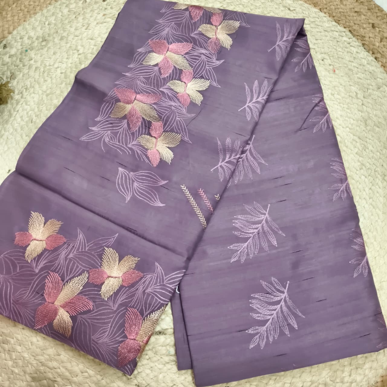 Purple Blue Tussar Saree