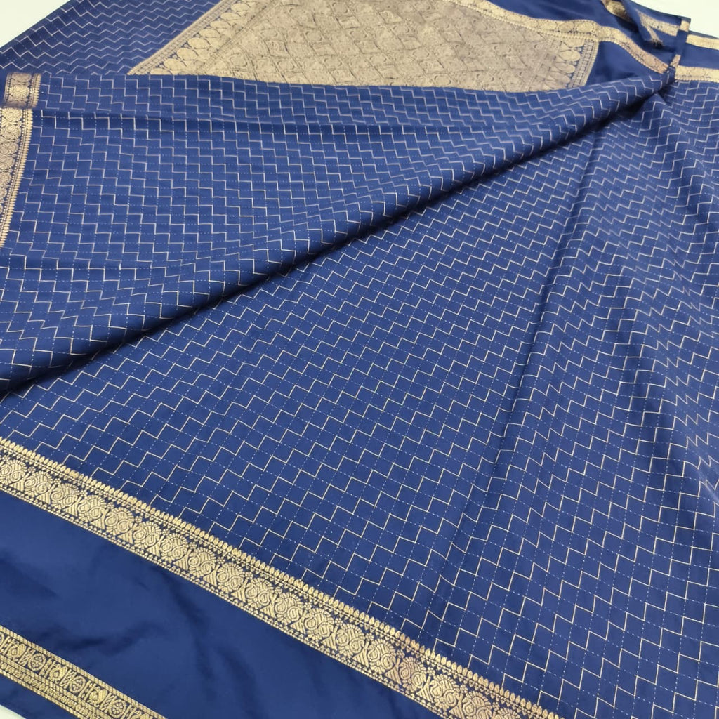 Viscose Crepe Saree- Navy Blue